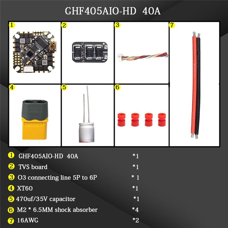 Fpv Drone Esc - ABTI-GHF405AIO-HD 40A ชุดควบคุมการบินแบบครบวงจร (AIO) F405 F4